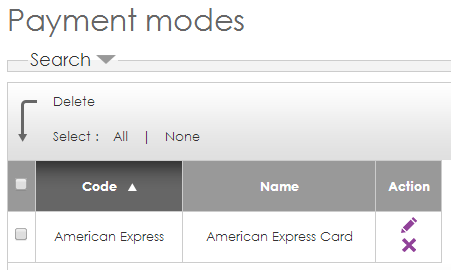 Payment mode American Express